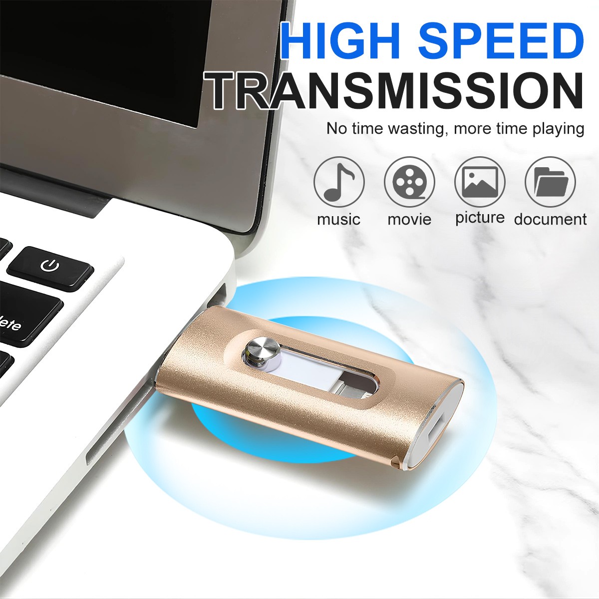 4in1 Flash Drive High Speed USB Memory Storage Photo Stick for iPhone Androind