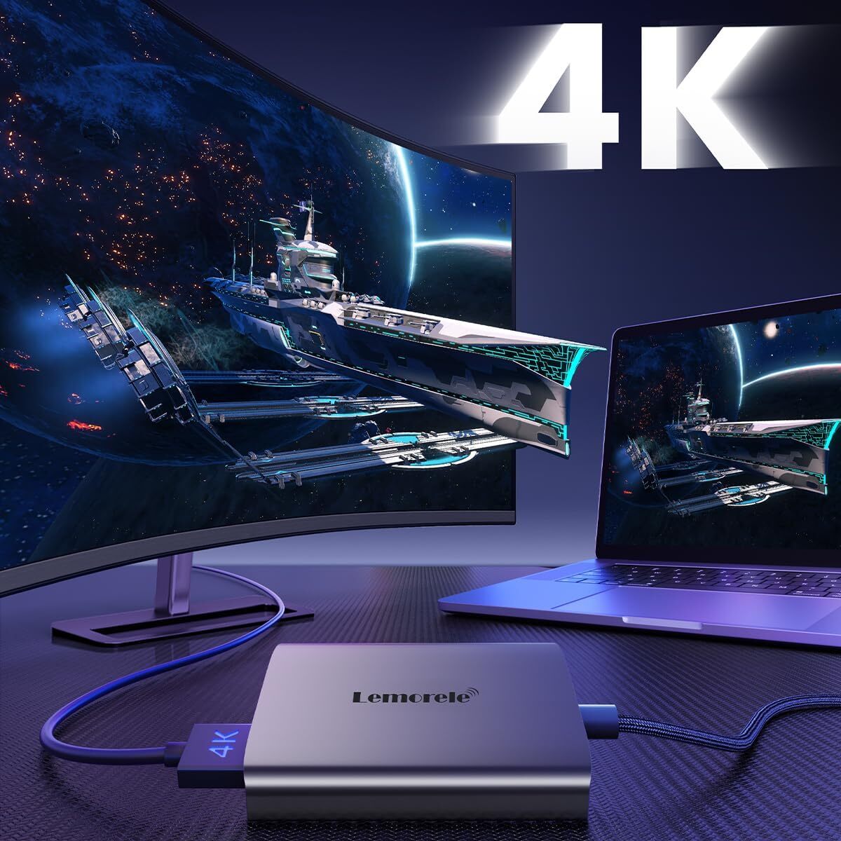 USB-C to Dual HDMI Adapter 4K 60Hz Multi Monitor Converter MacBook Pro Air M1 M2