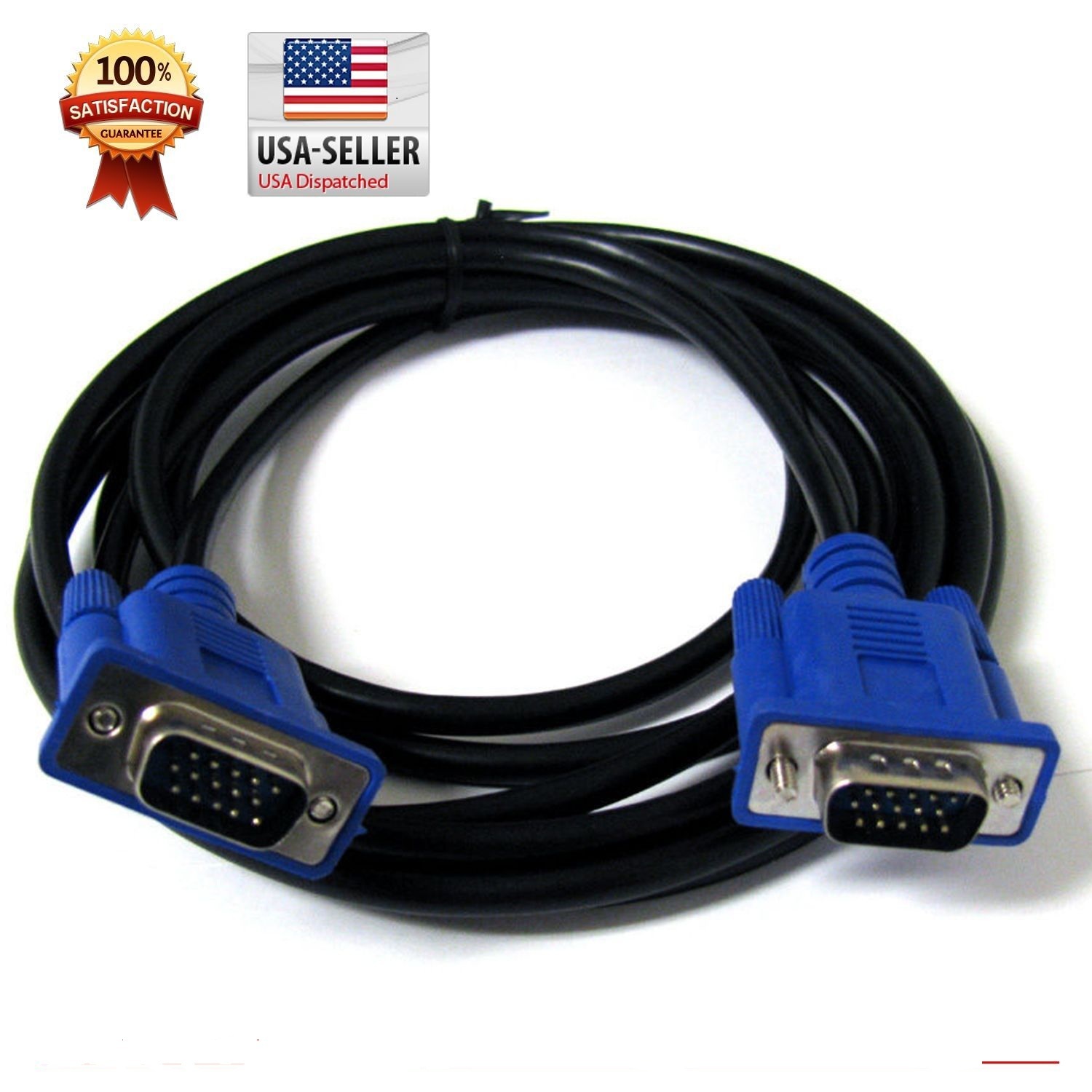 5ft SVGA Male To VGA Male HD 15pin Cable Cord Connects PC to Monitor Video TV US