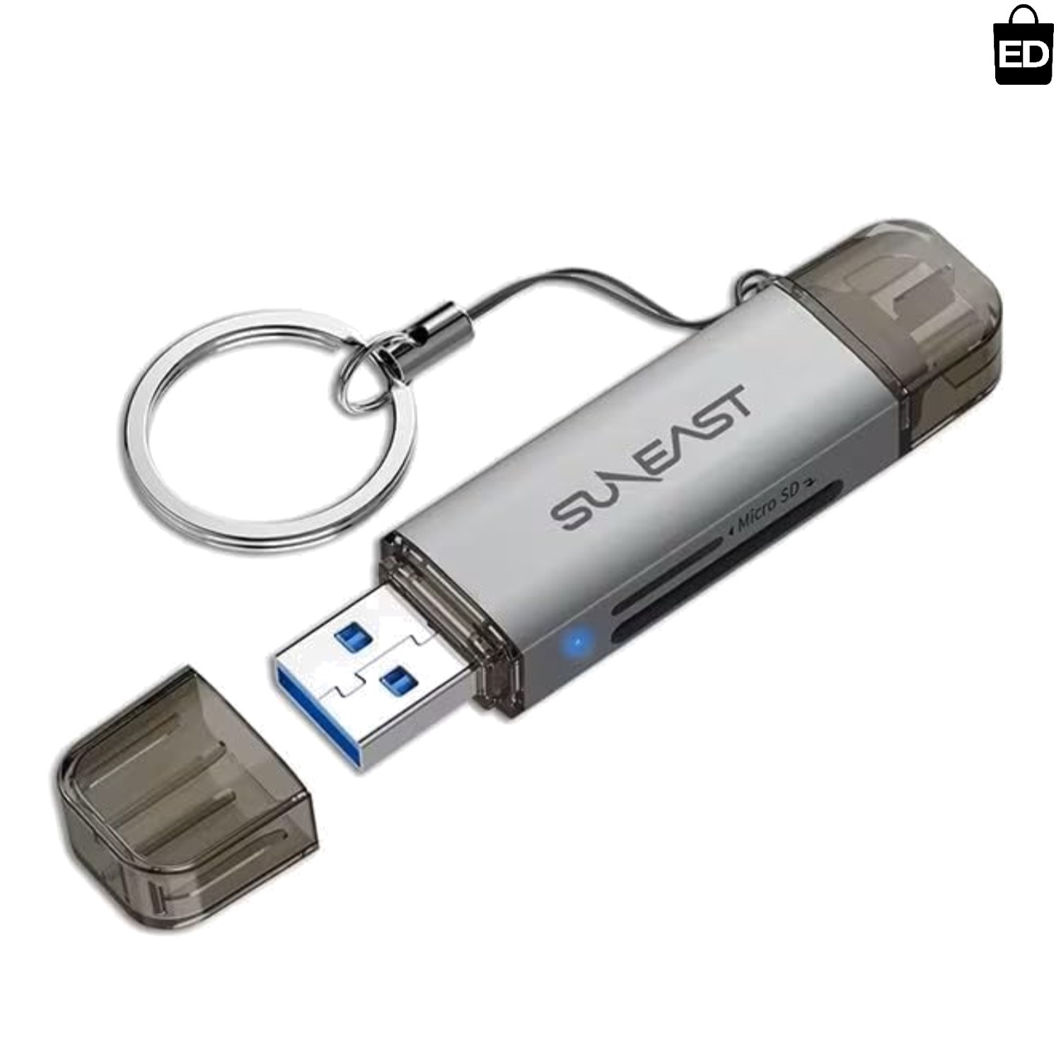 Compact 170MB/s Card Reader for SD & MicroSD with Type-C & Type-A Connections