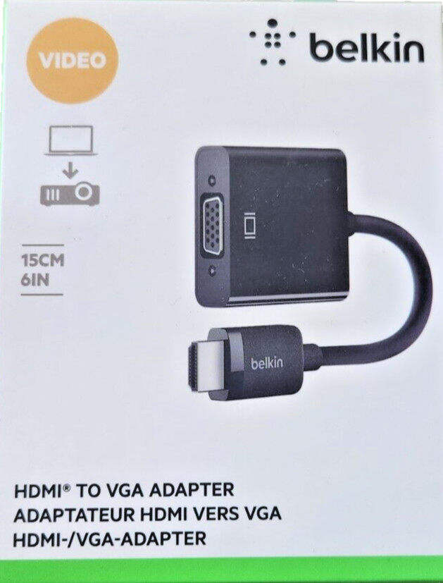 Belkin 6″ HDMI to VGA Adapter with Micro-USB Power – For Apple TV