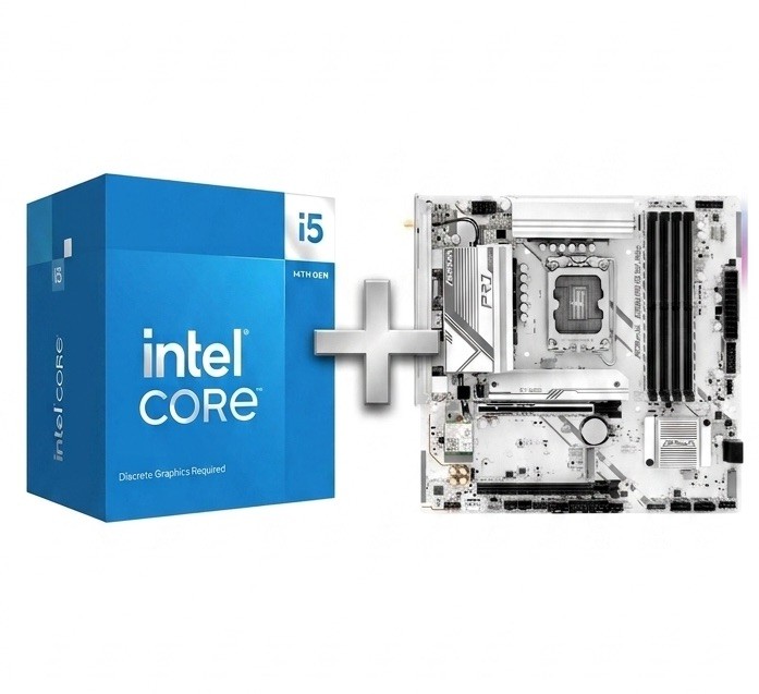 Intel Core i5-14400F CPU + ASRock B760M PRO RS WIFI WHITE Motherboard Combo