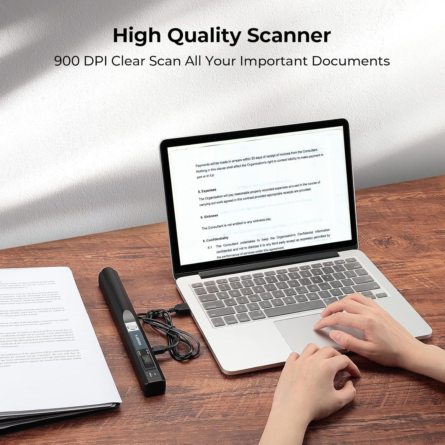 Easy-to-Use Wireless Scanner: Capture Photos and Documents in 900 DPI