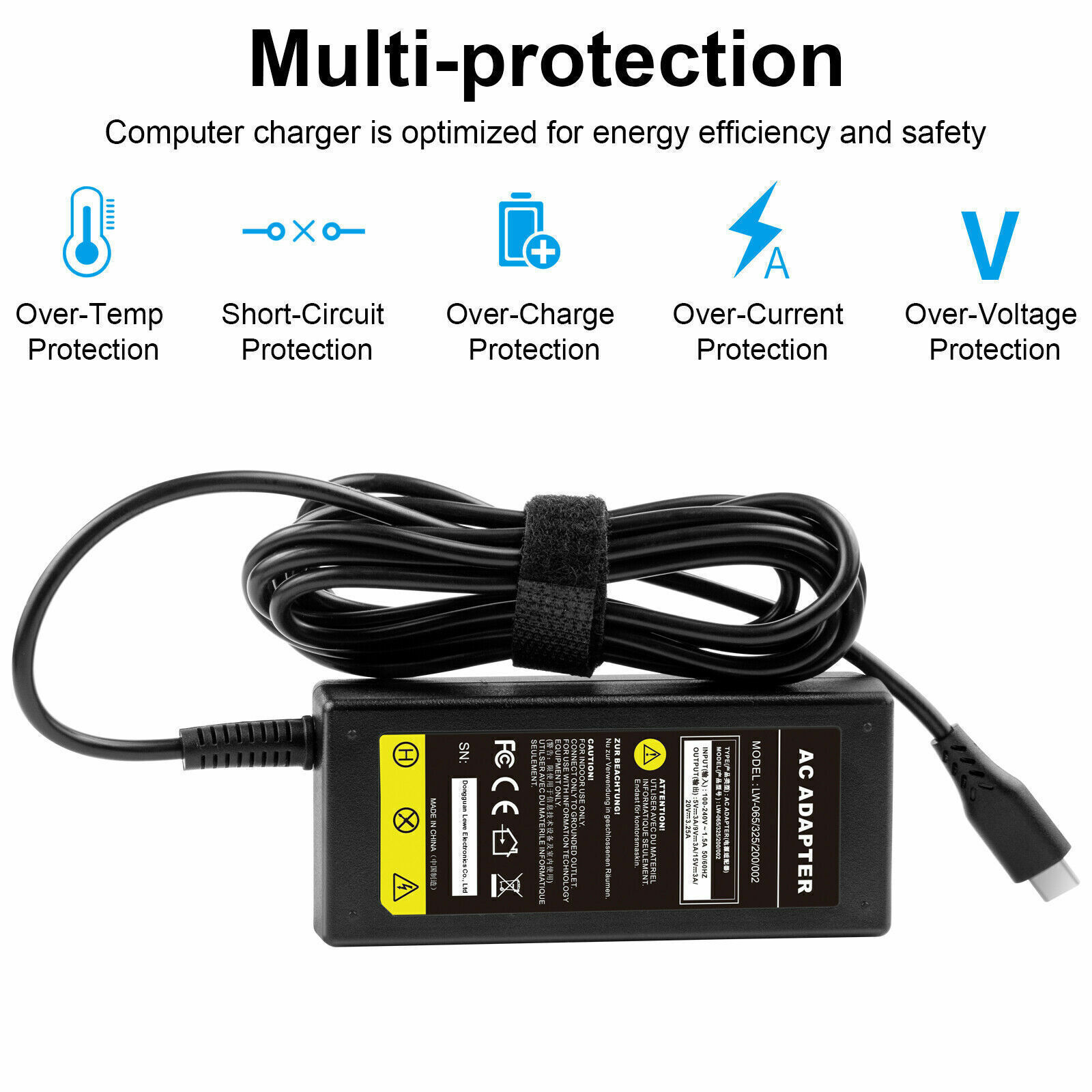 AC Adapter For Dell Chromebook 3100 3100 2 in 1 Type USB-C Charger Power Cord