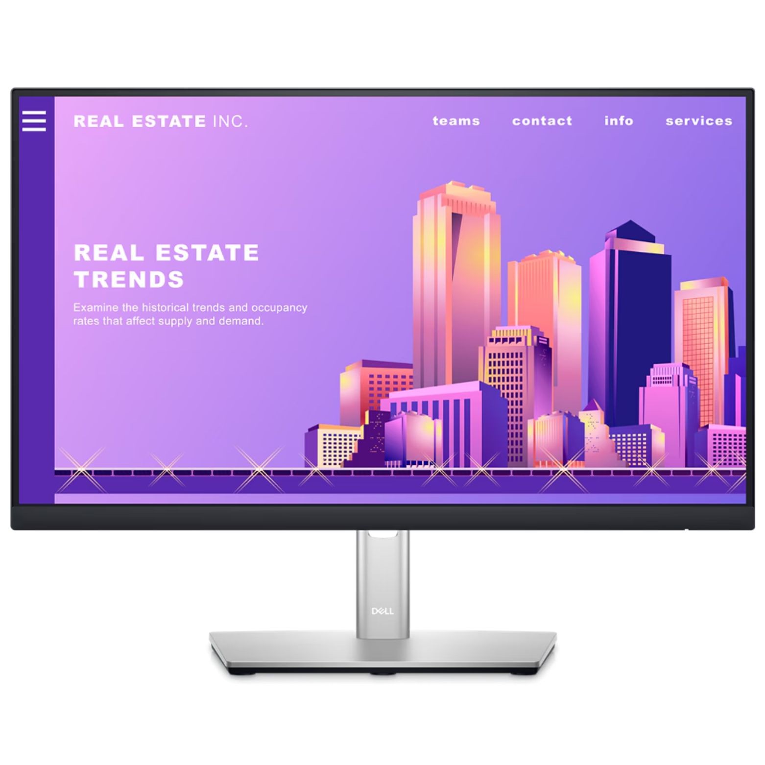 Dell P2222H 21.5″ FHD IPS Monitor 16:9, 1000:1, HDMI, DisplayPort & VGA, Tilt