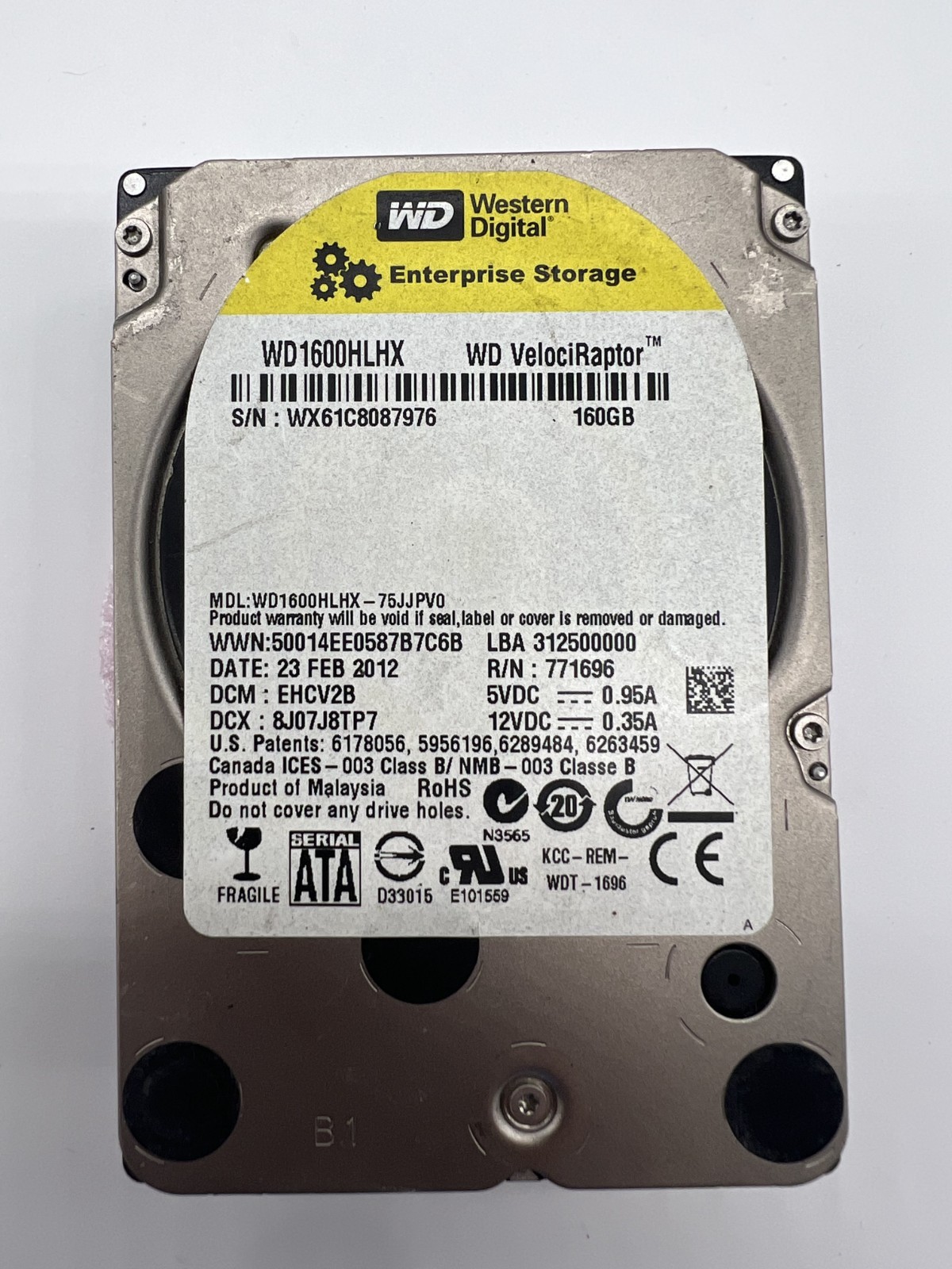 Western Digital VelociRaptor WD1600HLHX 160GB 2.5″ SATA HDD 10K RPM Tested