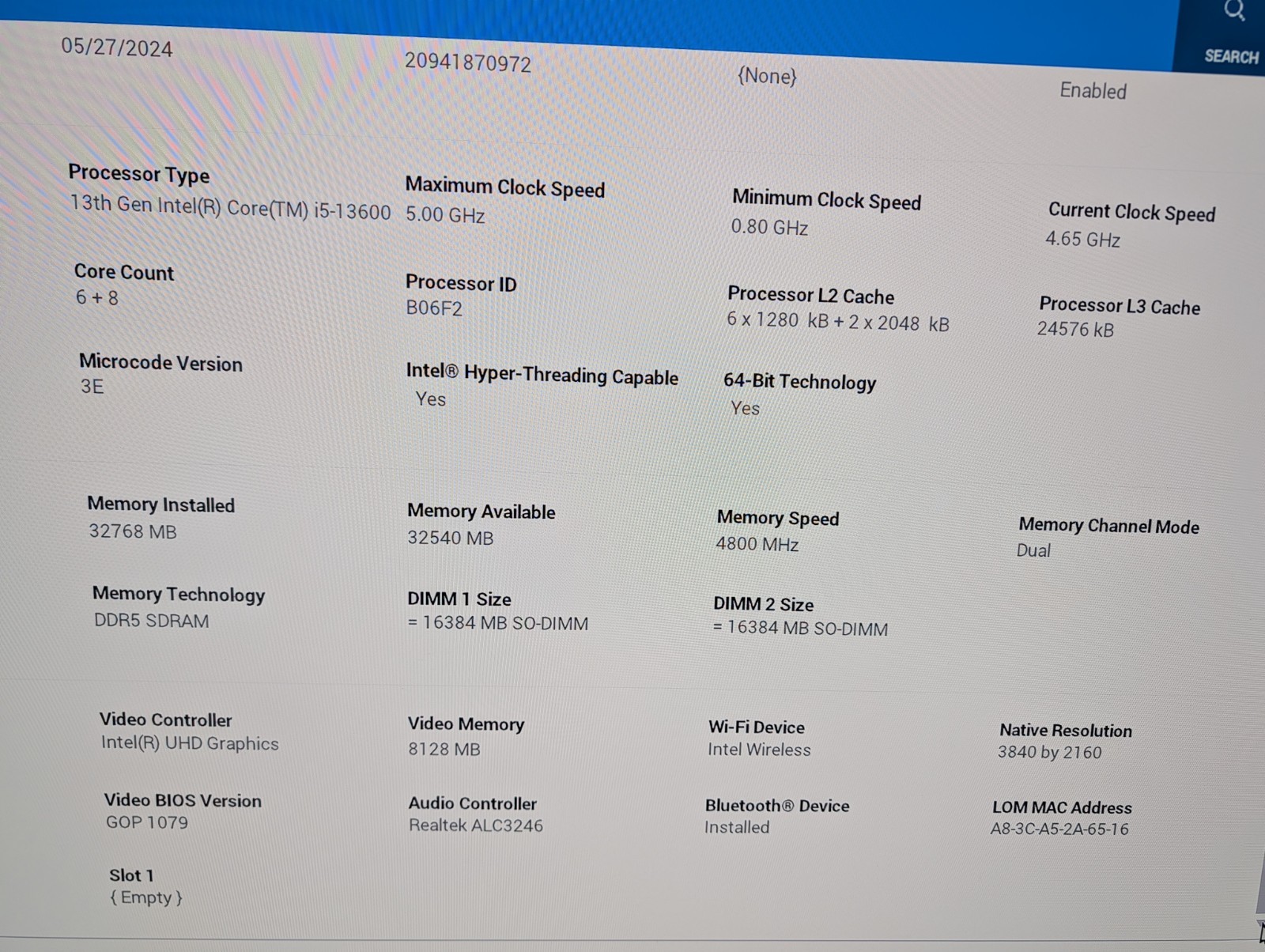 Dell Precision 3260 Compact i5 13600 @ 2.7 GHz 512SSD 32 GB Windows 11 Pro Wi-Fi
