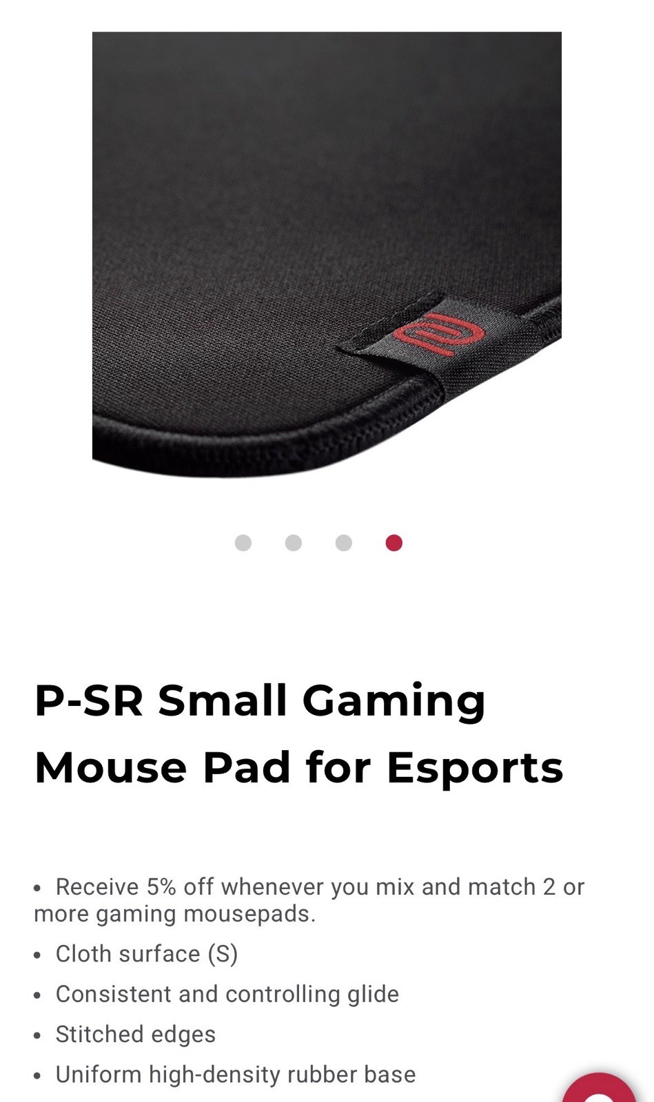 BenQ Zowie P-SR Small Gaming Mouse Pad for Esports 13.5″x 12″ Open box