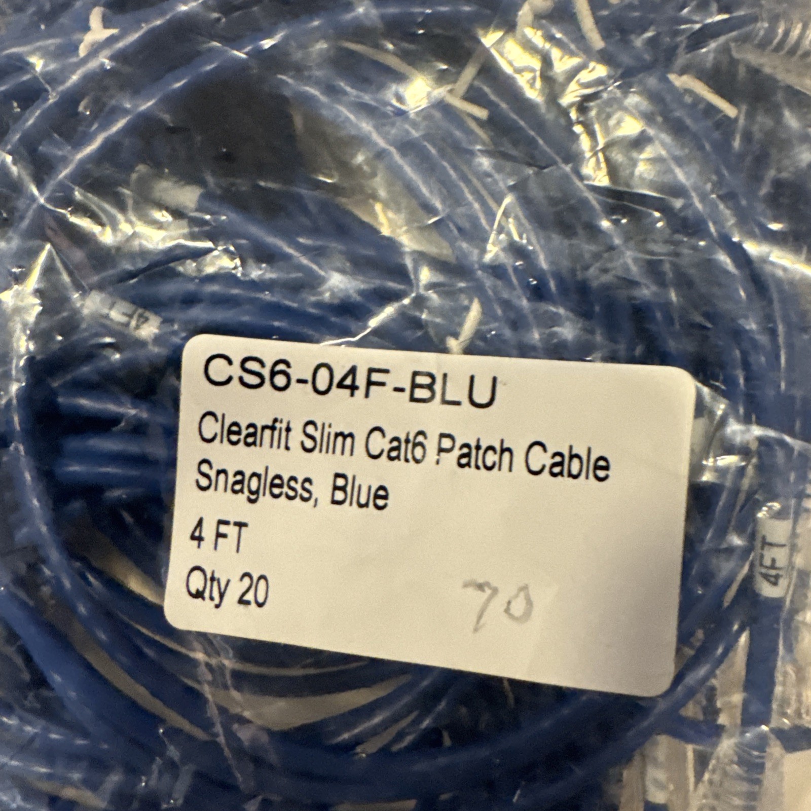 Cat6 Ethernet Patch Cable 4 FT Slim, Pure Bare Copper RJ-45 LAN Network