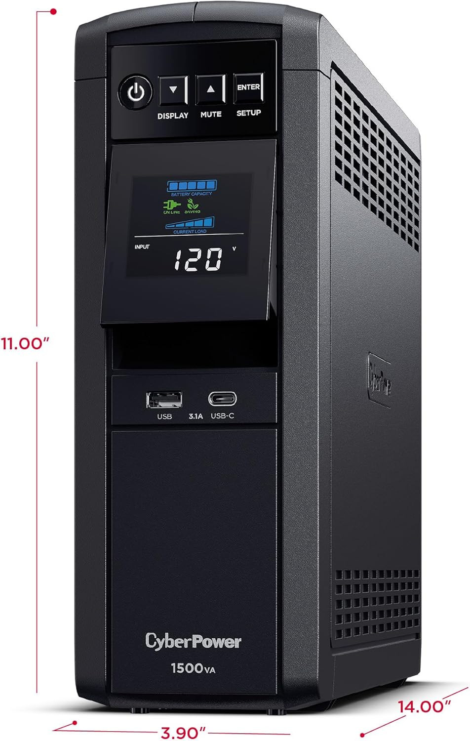 CP1500PFCLCD PFC Sinewave UPS Battery Backup and Surge Protector, 1500VA/1000W,