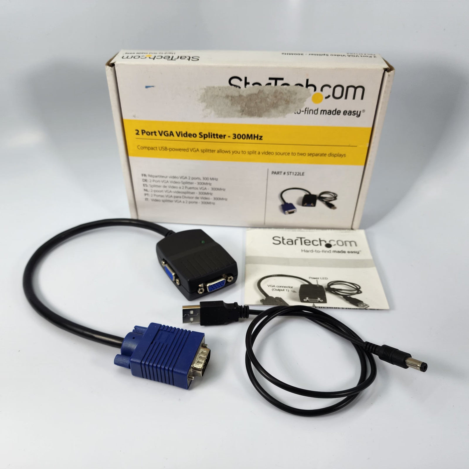 StarTech ST122LE 2-Port VGA Video Splitter 300MHz – USB Powered – New Old Stock