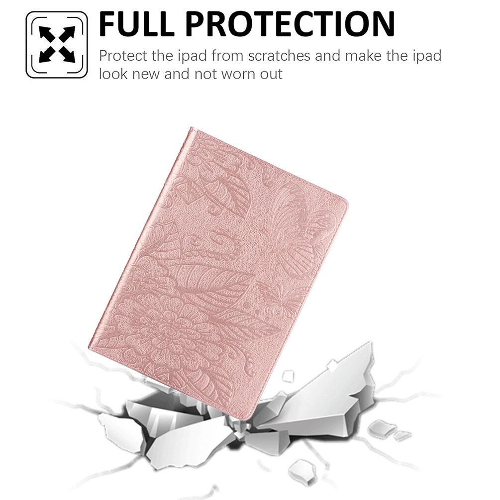 For Apple iPad 10.2″ 9th 8th 7th Generation Mini Flower Embossed TPU Case Cover