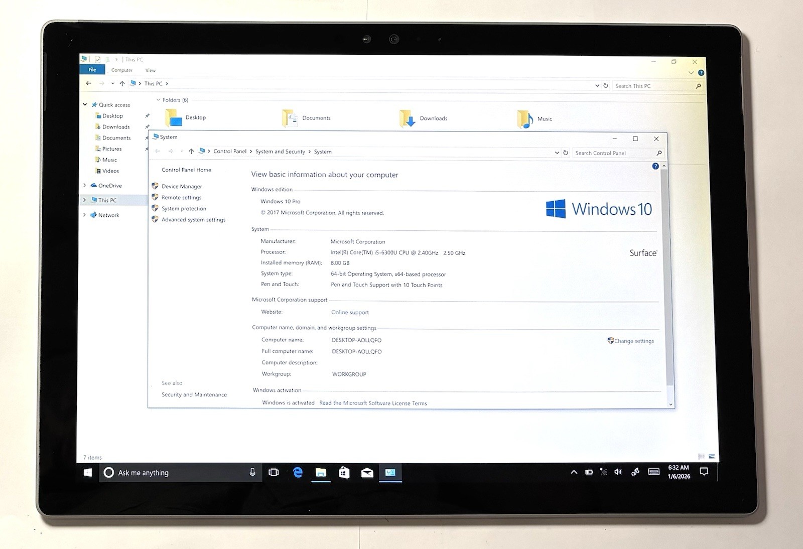 Microsoft Surface Pro 4 1724 i5-6300U 2.40GHz 8GB 256GB Tablet See Details