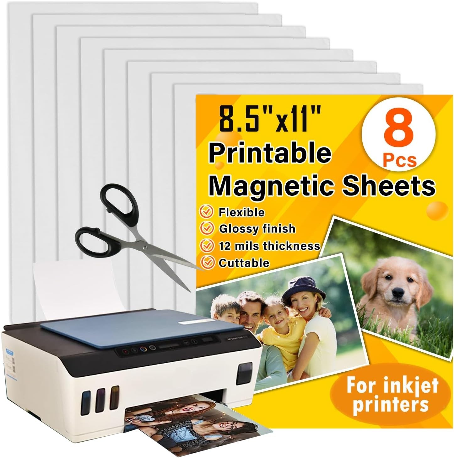Printable Magnetic Sheets 8.5×11 Inches for Inkjet Printers, 8 Sheets Glossy …
