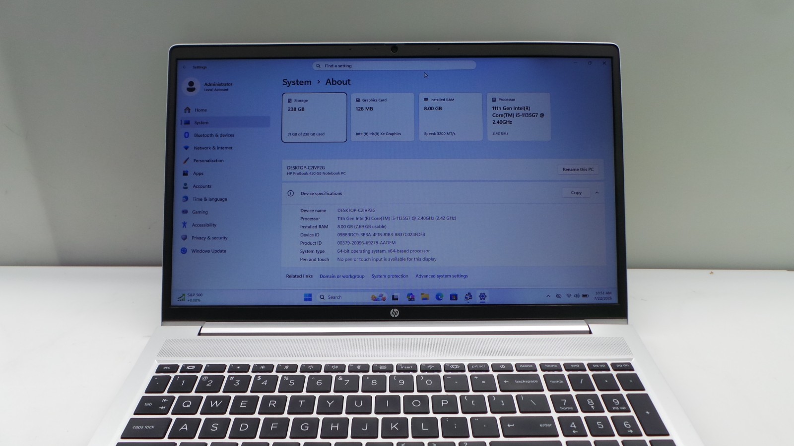 HP ProBook 450 G8 | 15.6″ | i5-1135G7 2.40GHz | 8GB RAM 256GB NVMe | ***READ***