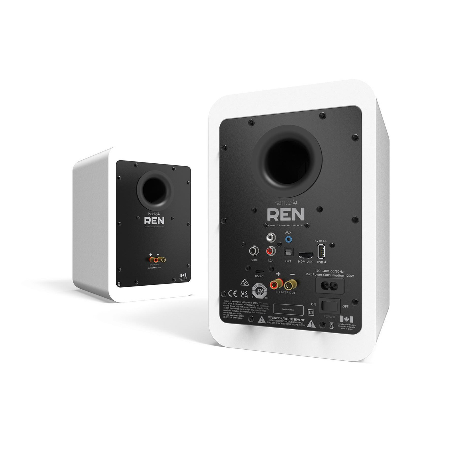 Kanto REN Powered Speakers with HDMI ARC, USB-C and Bluetooth – White