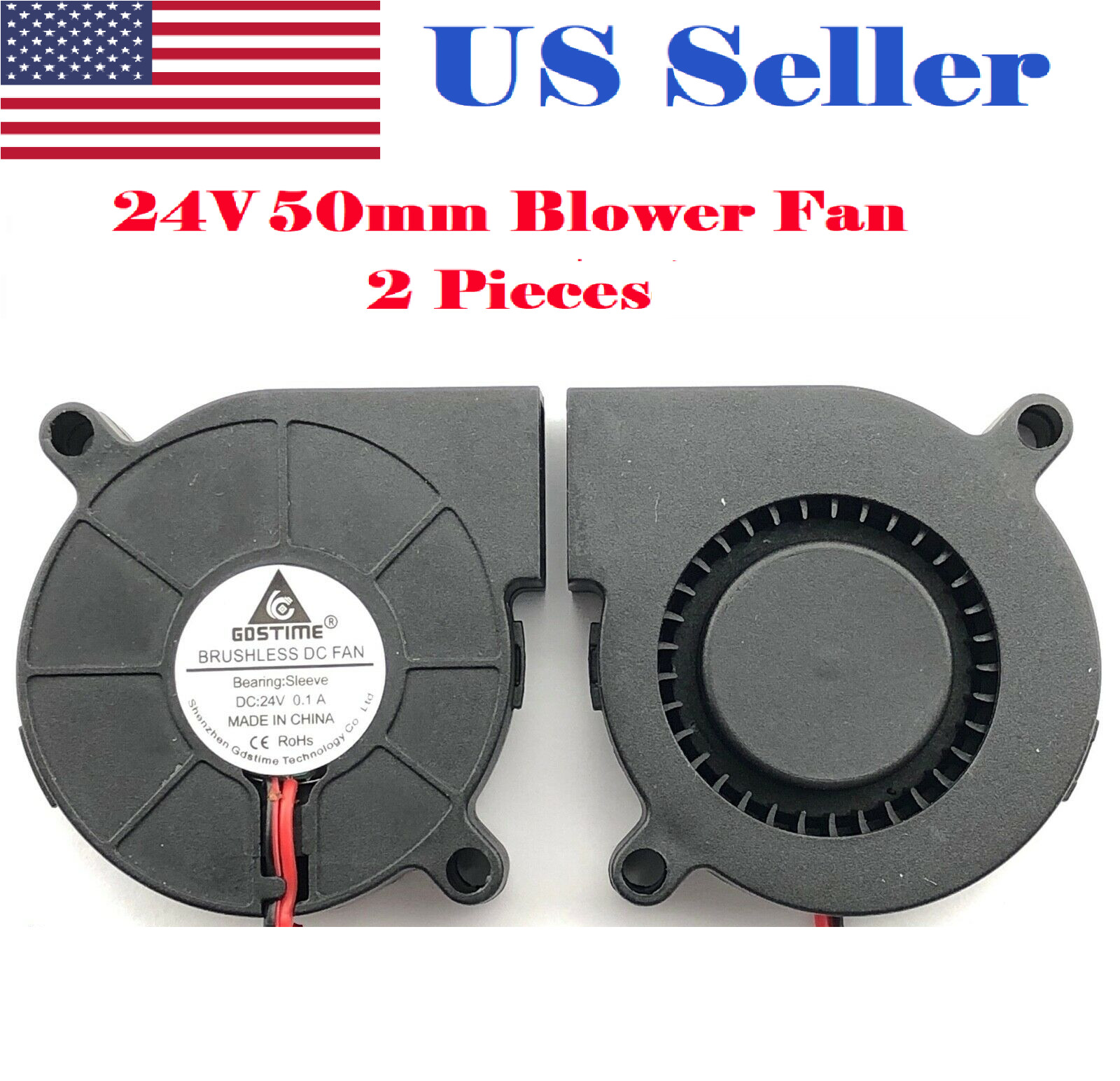 2Pcs 24V DC50mm Blowers Cooling Fan 5015 Hotend Extruder For RepRap 3D Printer