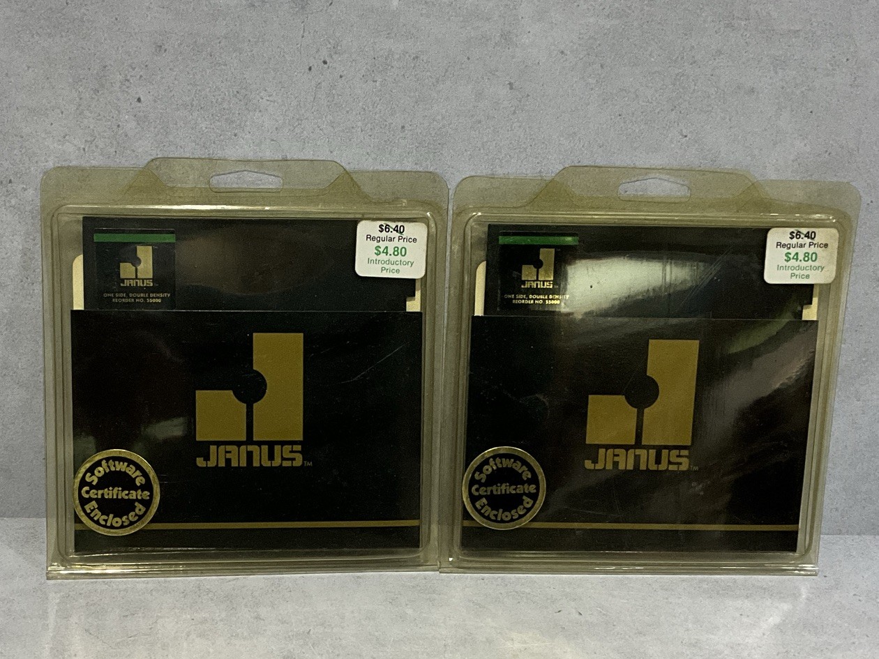 Vintage Janus 5.25 Floppy Disks Blank Sealed Packaging Lot of 4 Retro Computing