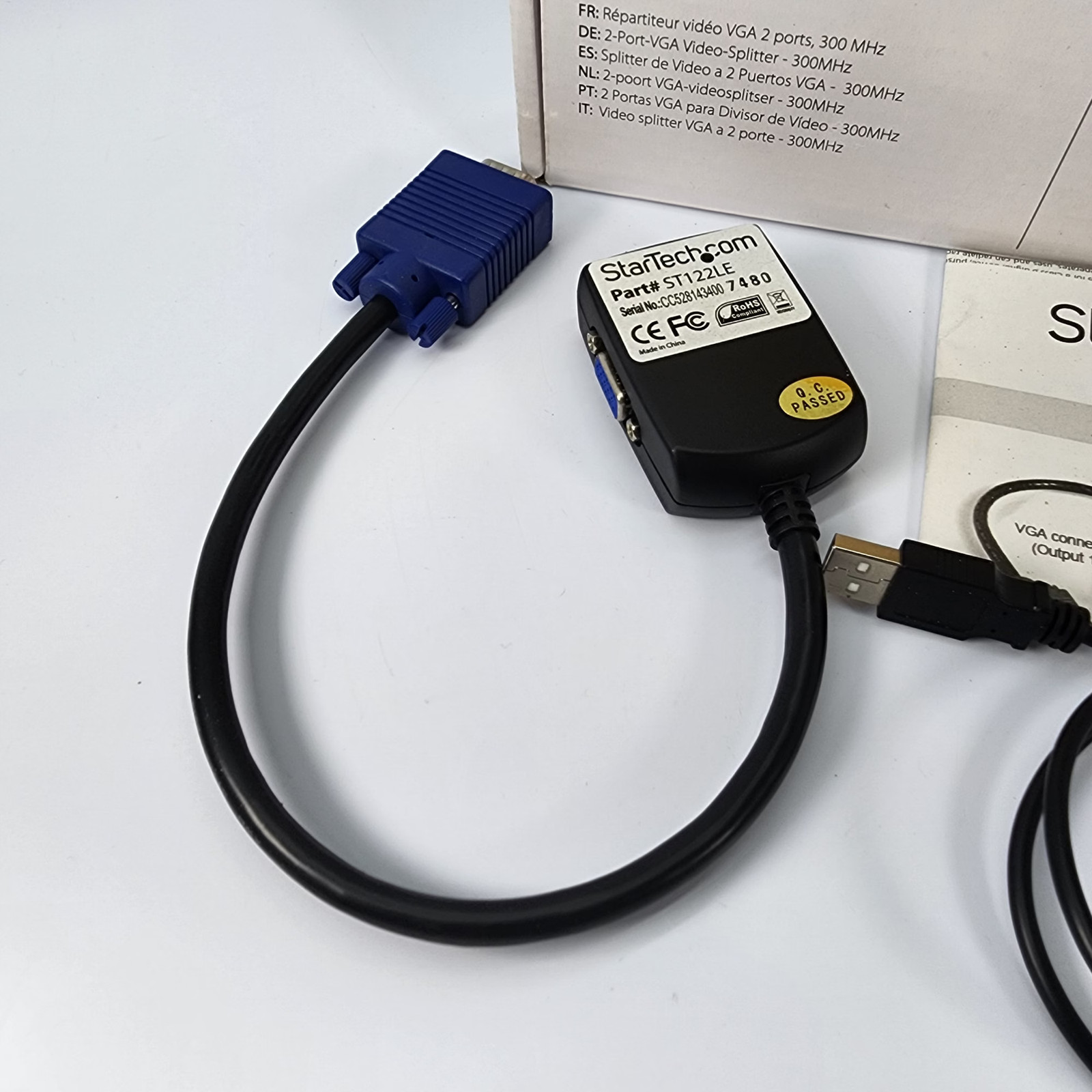 StarTech ST122LE 2-Port VGA Video Splitter 300MHz – USB Powered – New Old Stock