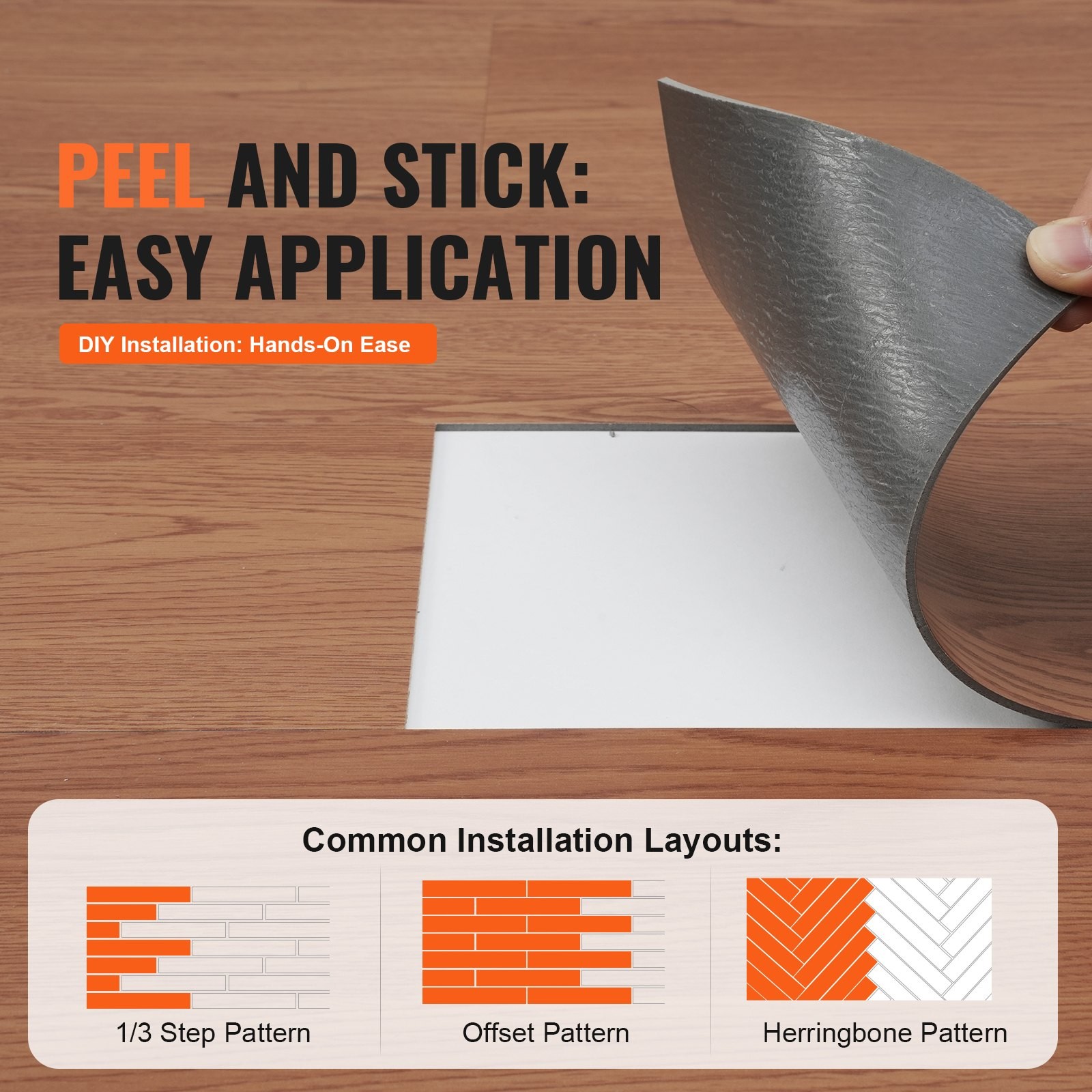 Self Adhesive Vinyl Floor Tiles 36 x 6 inch, 36 Tiles 2.5mm Thick Peel & Stick,