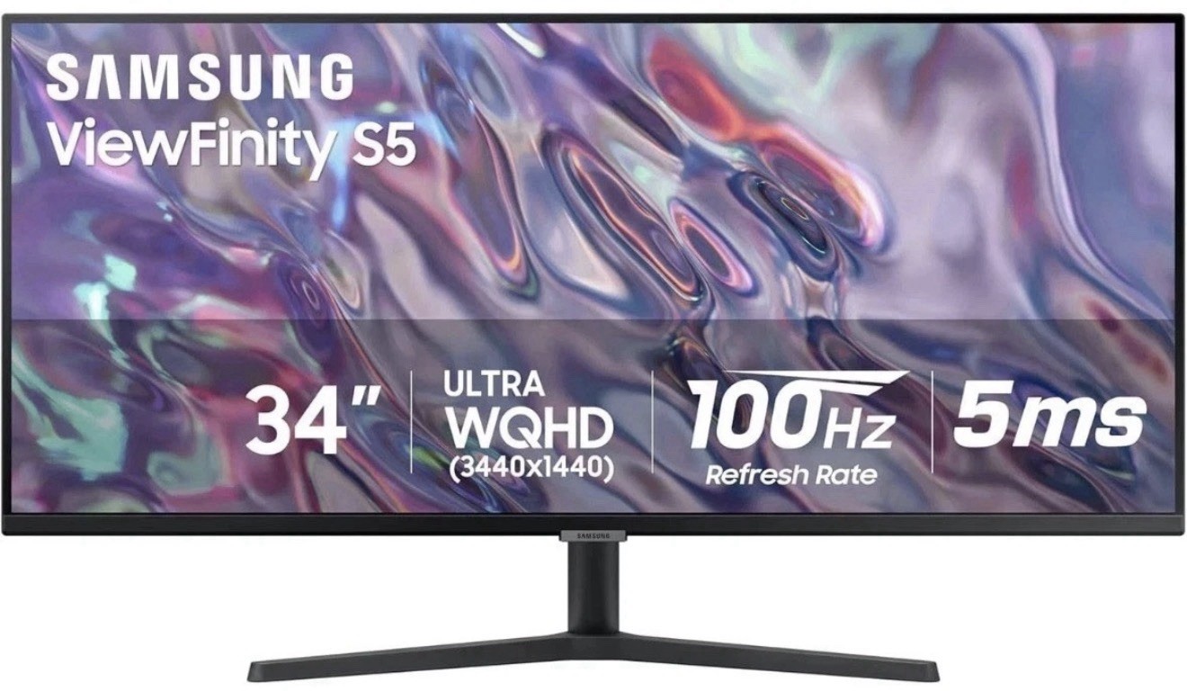 SAMSUNG ViewFinity S5 34″ Ultra-WQHD Monitor 100Hz, 5ms, HDR10, AMD FreeSync NEW