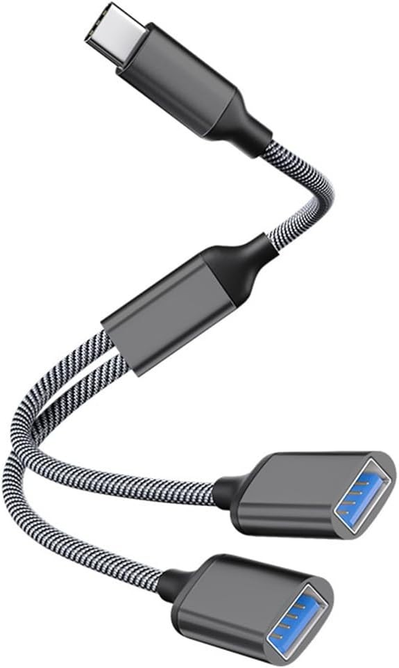 USB C Male to Dual USB Female Adapter, USB C to USB Splitter, Type C to USB A OT