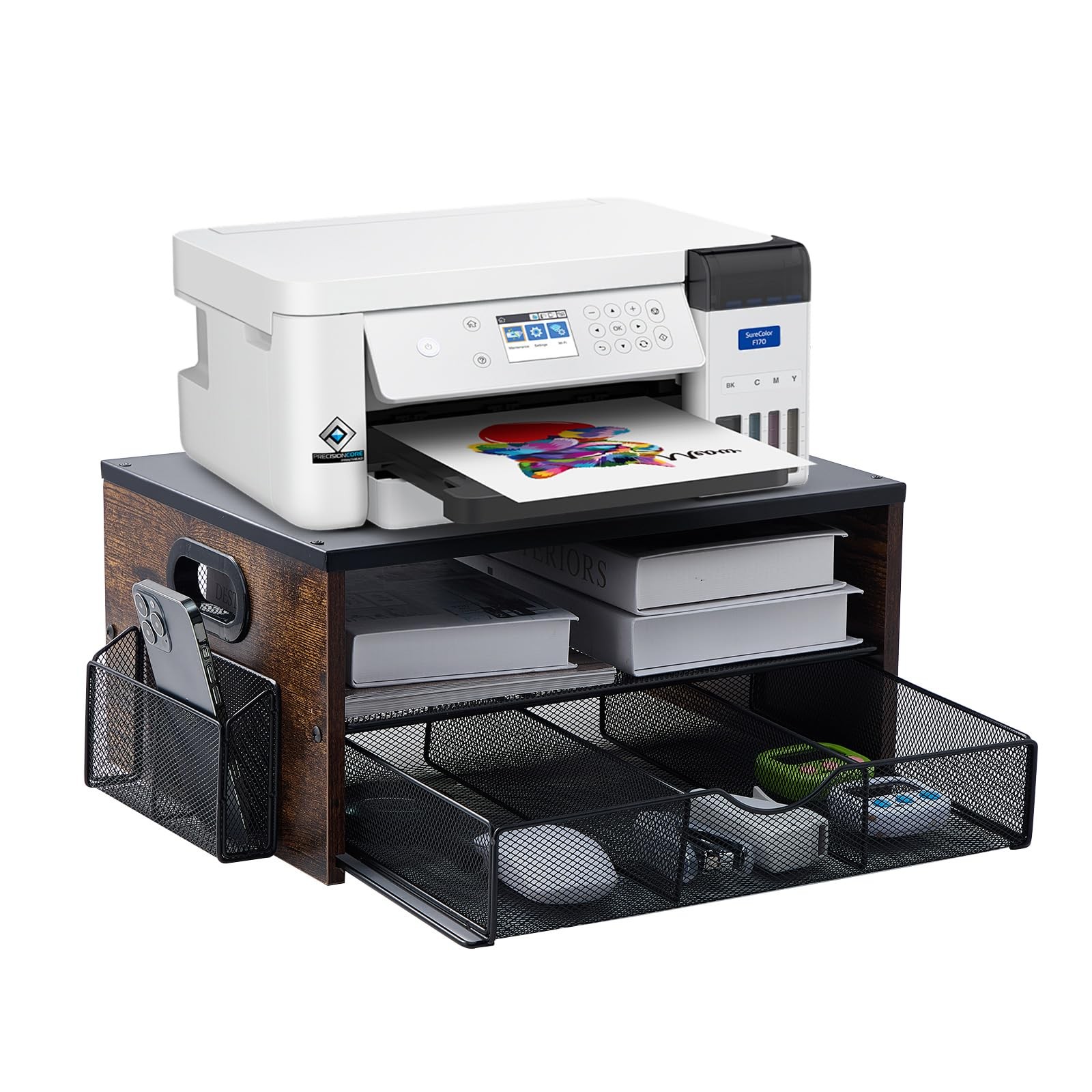 Xmoddes Printer Stand,Desktop Printer Stand with 2Tier Storage Shelves for Ho…