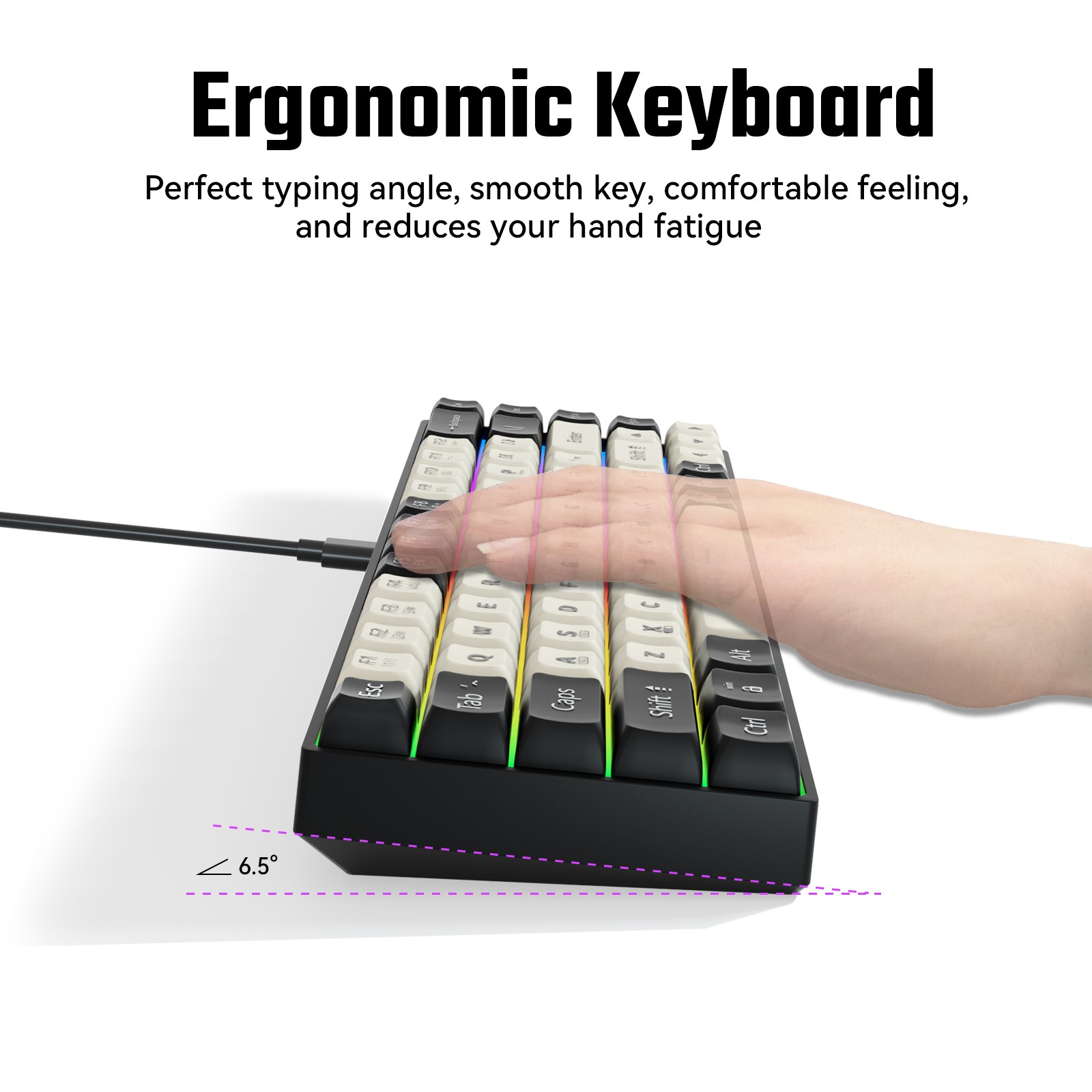 Mechanical Keyboard RGB N-key Rollover Mini Keyboard for Windows/Mac/Android PC