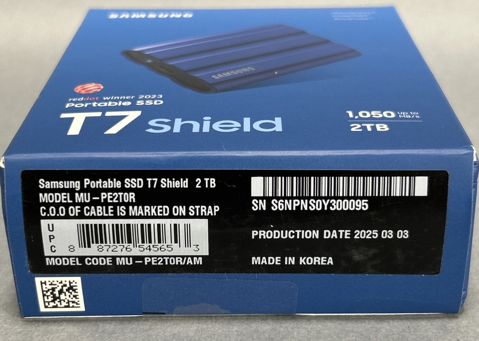 Samsung T7 Shield 2TB USB-C Portable External SSD – Blue (MU-PE2T0R) (SEALED)