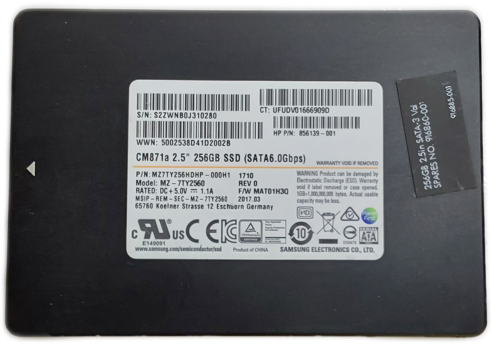 Samsung MZ7TY256HDHP 256GB 2.5″ SATA III SSD
