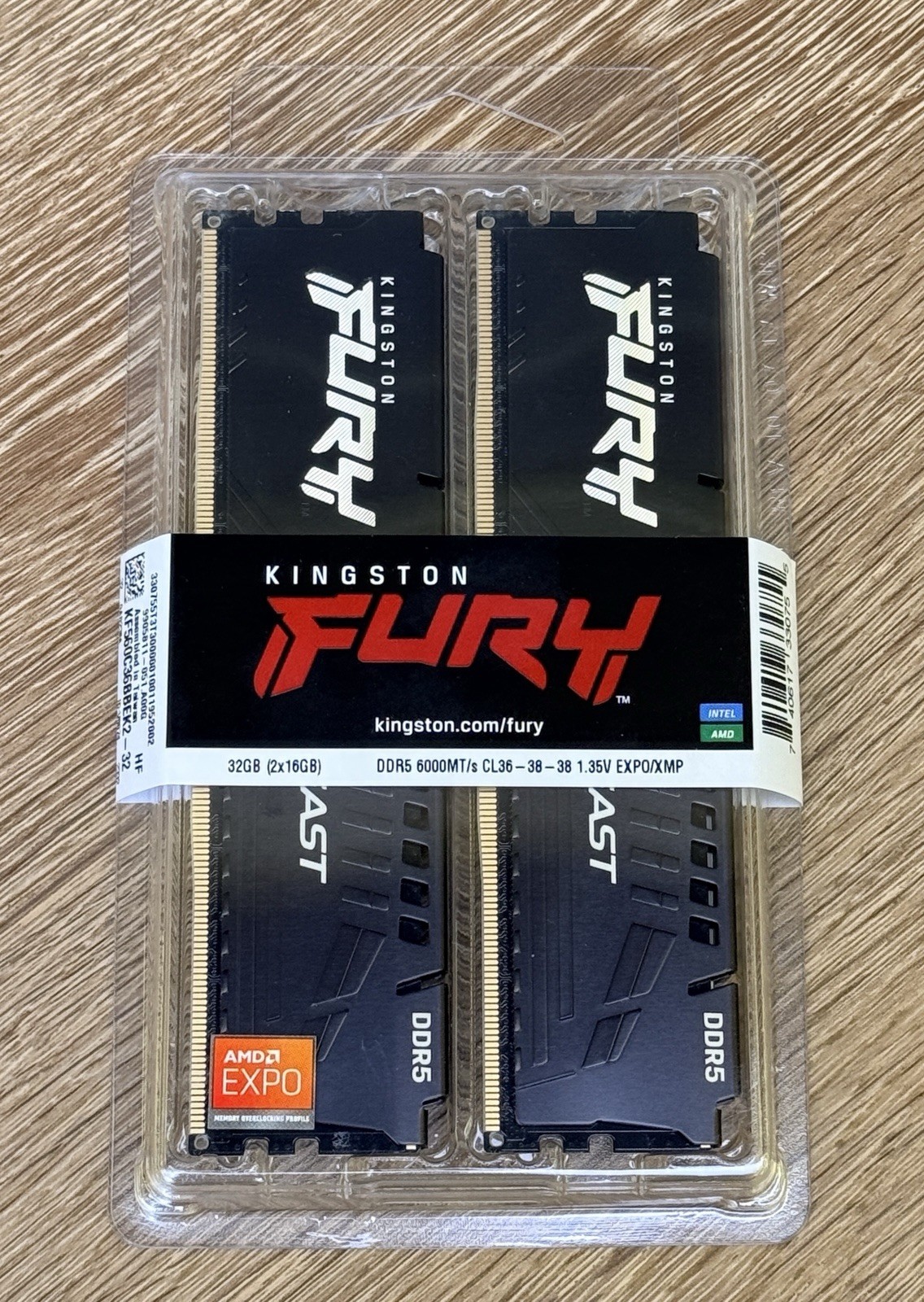 Kingston FURY BEAST 32GB (2x16GB) DDR5 6000MT/s CL36 XMP EXPO KF560C36BBEK2-32