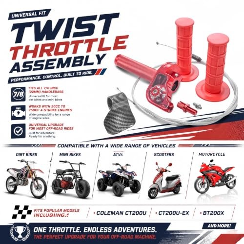 7/8″ 22mm CNC Quick Twist Throttle Kit – Universal Aluminum Assembly Type A Red