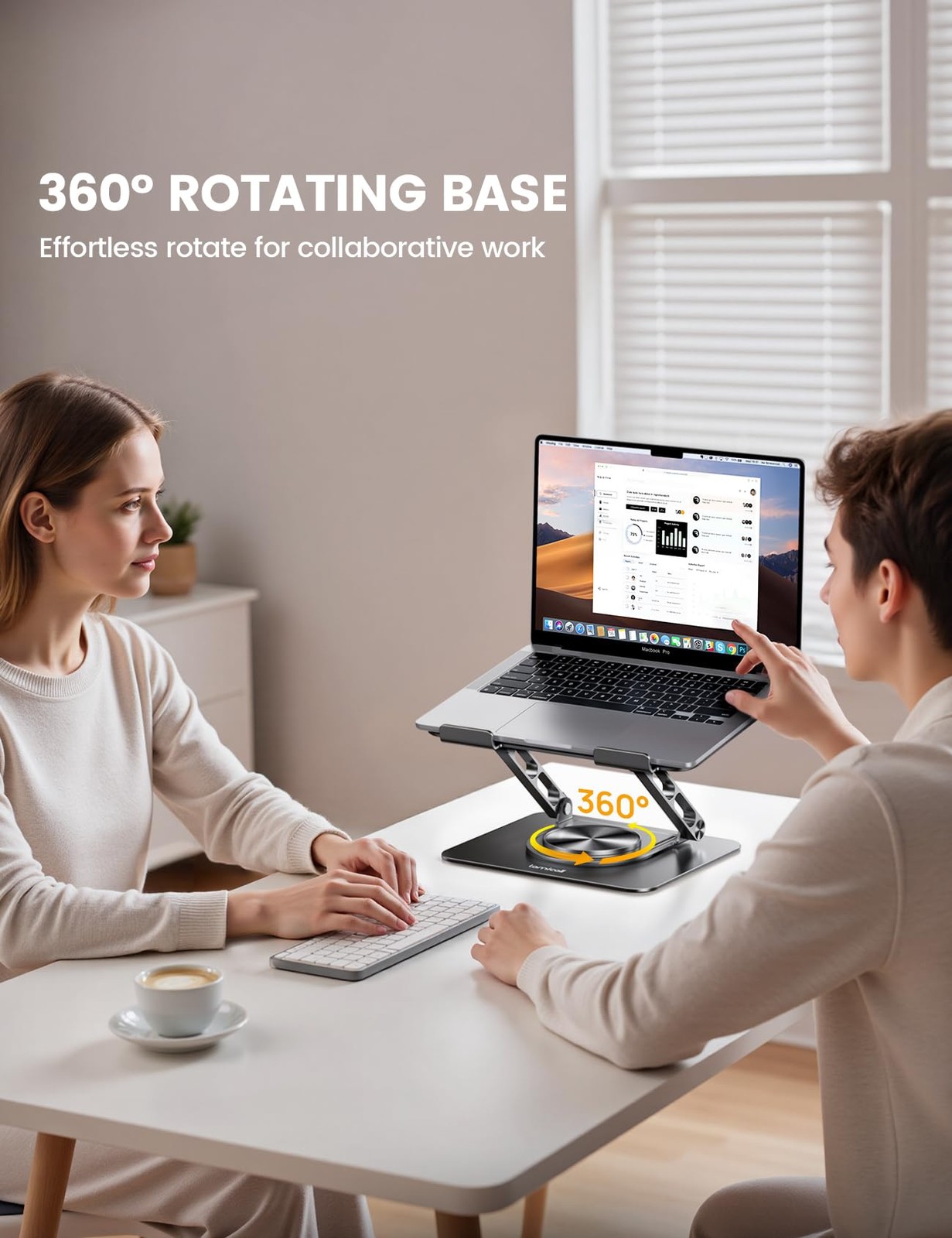 Lamicall Adjustable Laptop Stand for Desk – 360° Rotating Base Ergonomic Compute