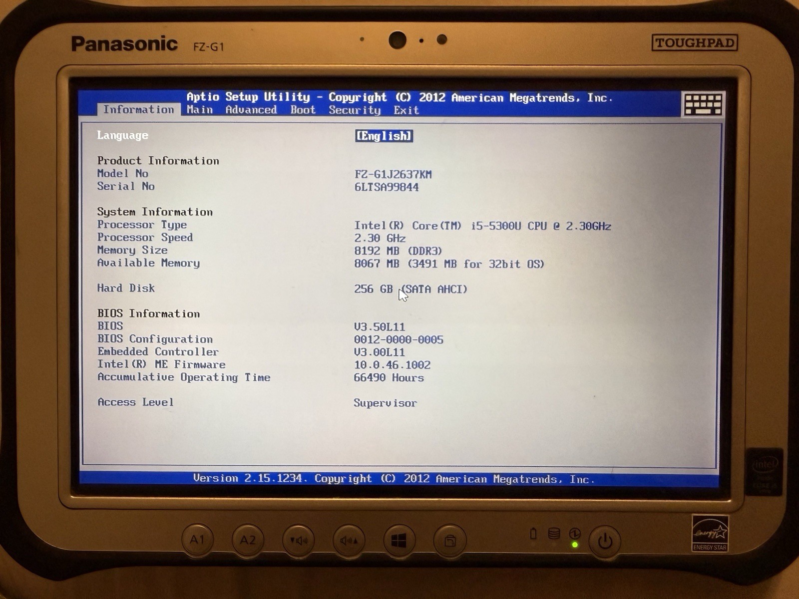 Panasonic Toughpad FZ-G1 10.1″ Core i5-5300U 8GB RAM 256gb SSD GPS 4G LTE