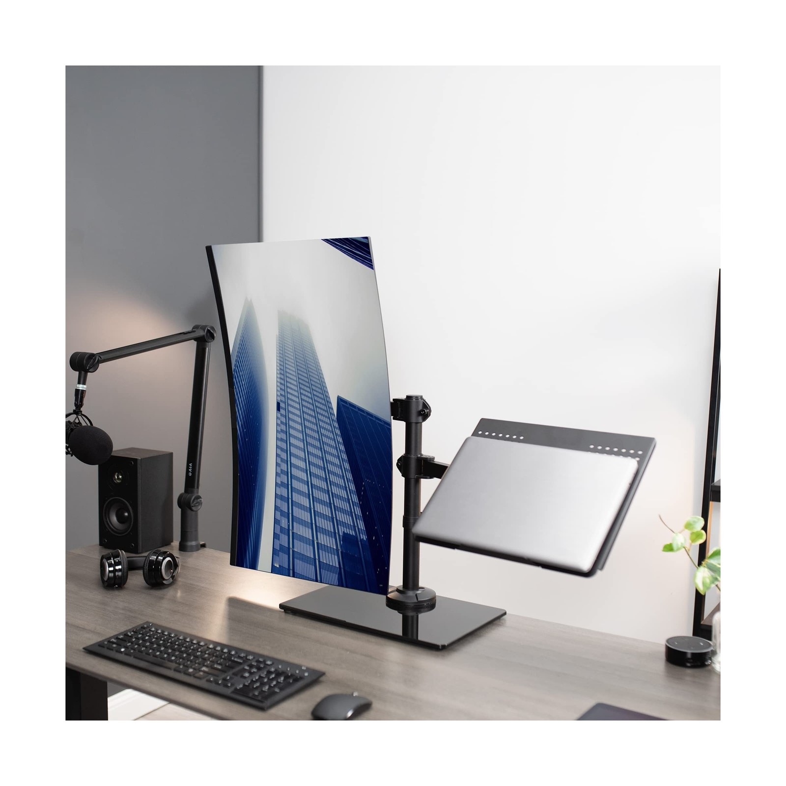 VIVO Free Standing Single Computer Monitor and Laptop Combo Des… Fast USA SHIP
