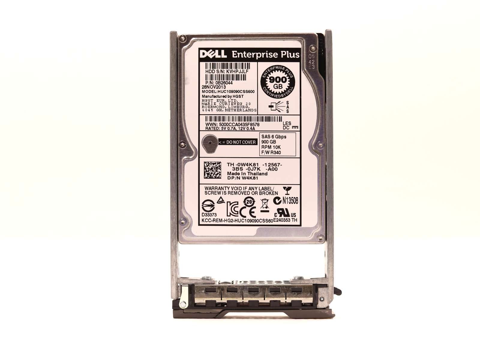 Dell HUC109090CSS600 900GB 2.5″ 6Gb/s 10K RPM SAS Hard Drive W/Caddy P/N: 0W4K81