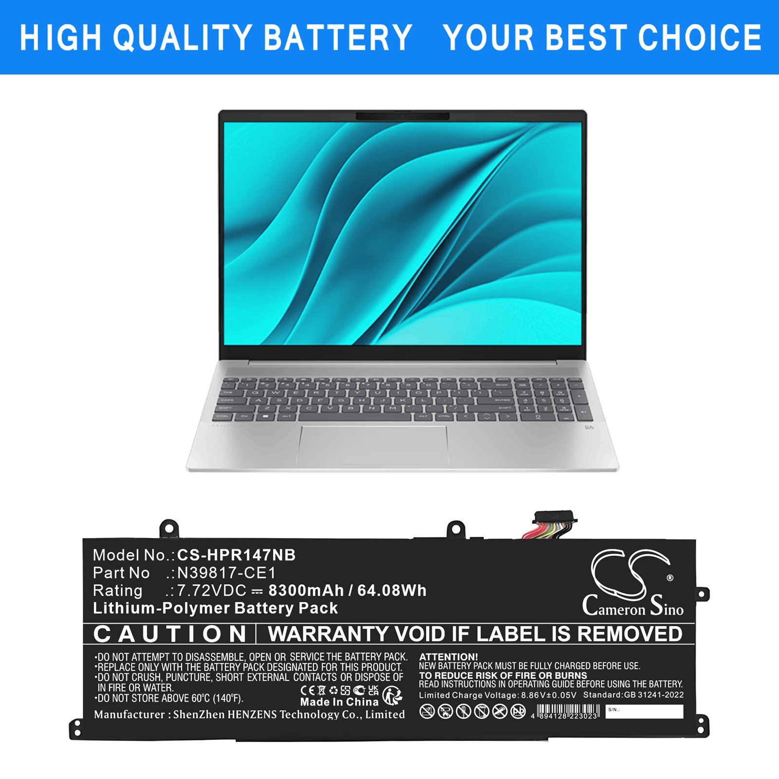 BATTERIE 8300mAh Type WE04XL N39817-CE1 For HP Book Pro 16, Envy Spectre X360