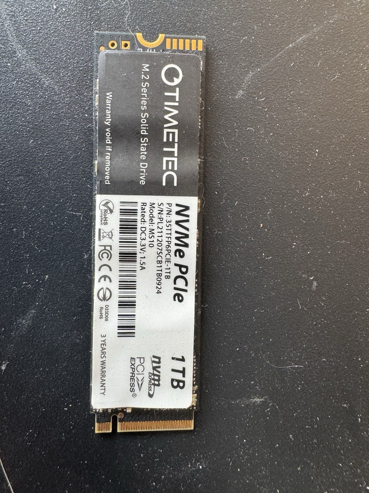 Timetec 35TTFP6PCIE 1TB NVMe Gen3x4 PCIe M.2 2280 Internal Solid State Drive