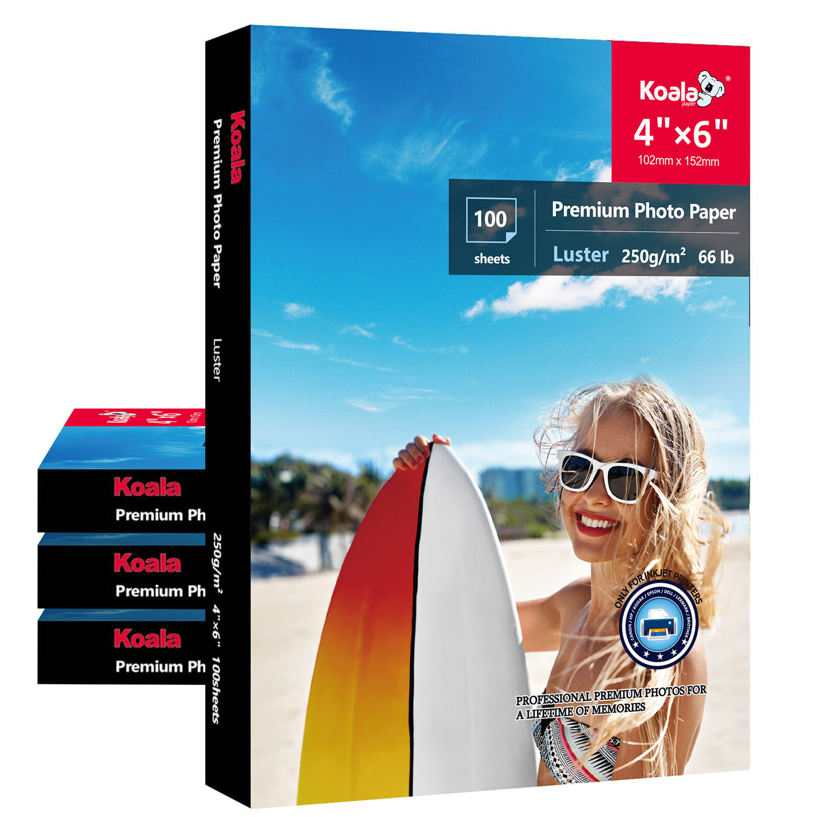 400 Koala Premium Inkjet Photo Paper 4X6 Luster 250g 10Mil Semi-Gloss Epson HP