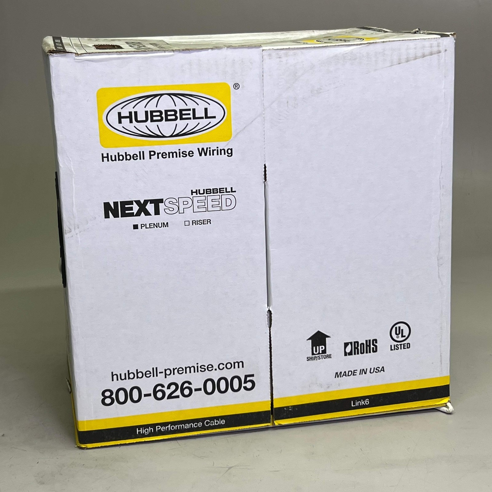 HUBBELL UTP Cable 23 AWG 4 Pair CMP Plenum 1000 ft, White HC6RPEW