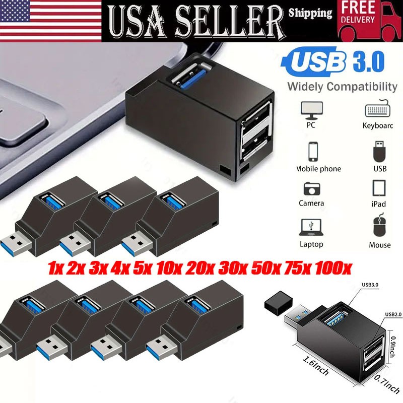 USB3.0 Hub 3Ports Mini Splitter High Speed Data Transfer For PC Laptop wholesale