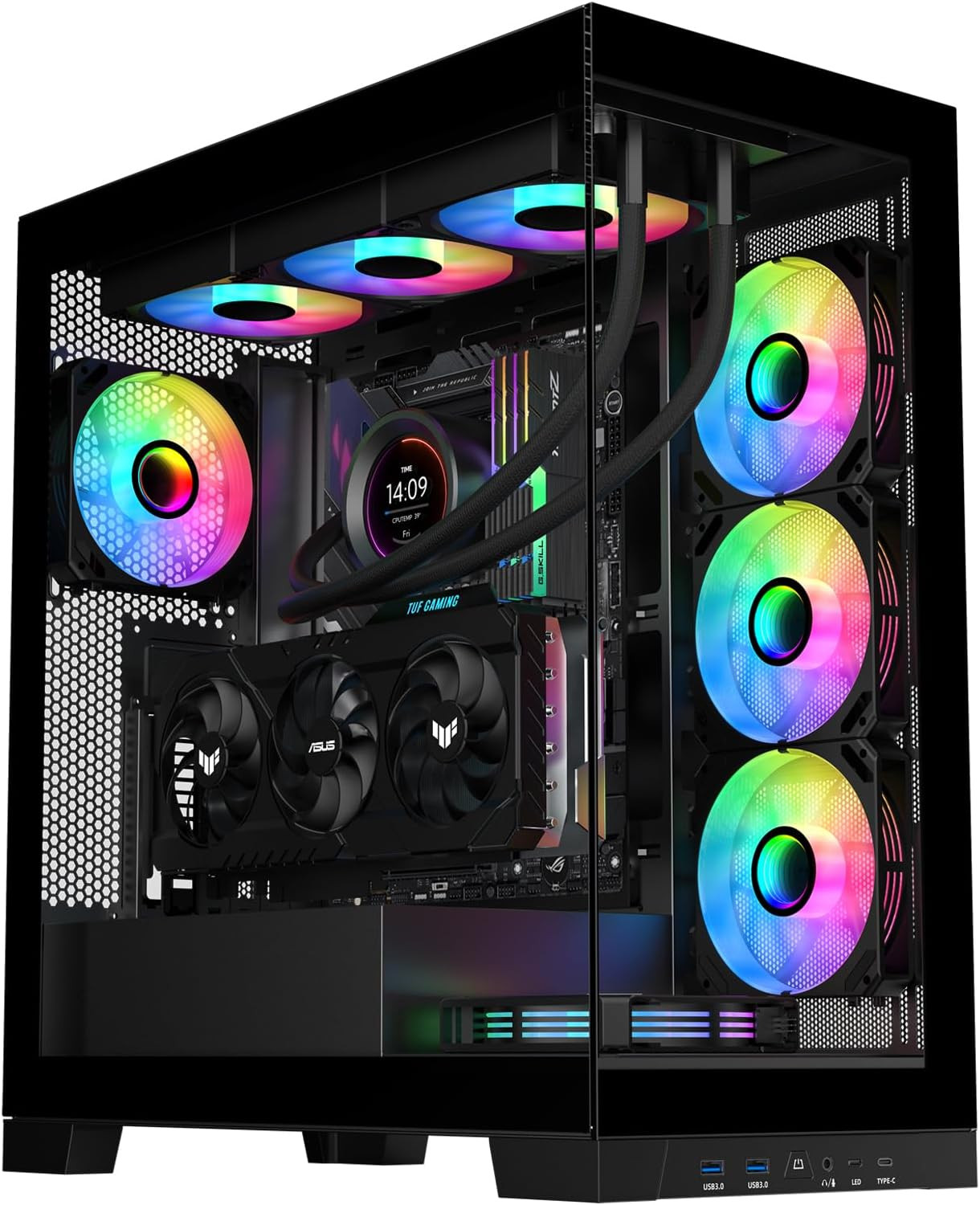 NEVIEW 4503 Mid Tower PC Case with Dual Tempered Glass Panels, 4×120Mm ARGB Fans