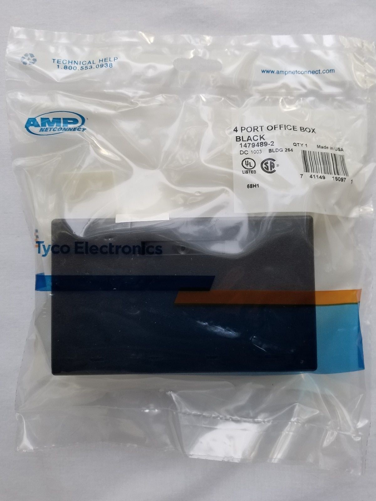 1479489-2 4-Port SL Series Surface Mount Box AMP TE Netconnect – Black