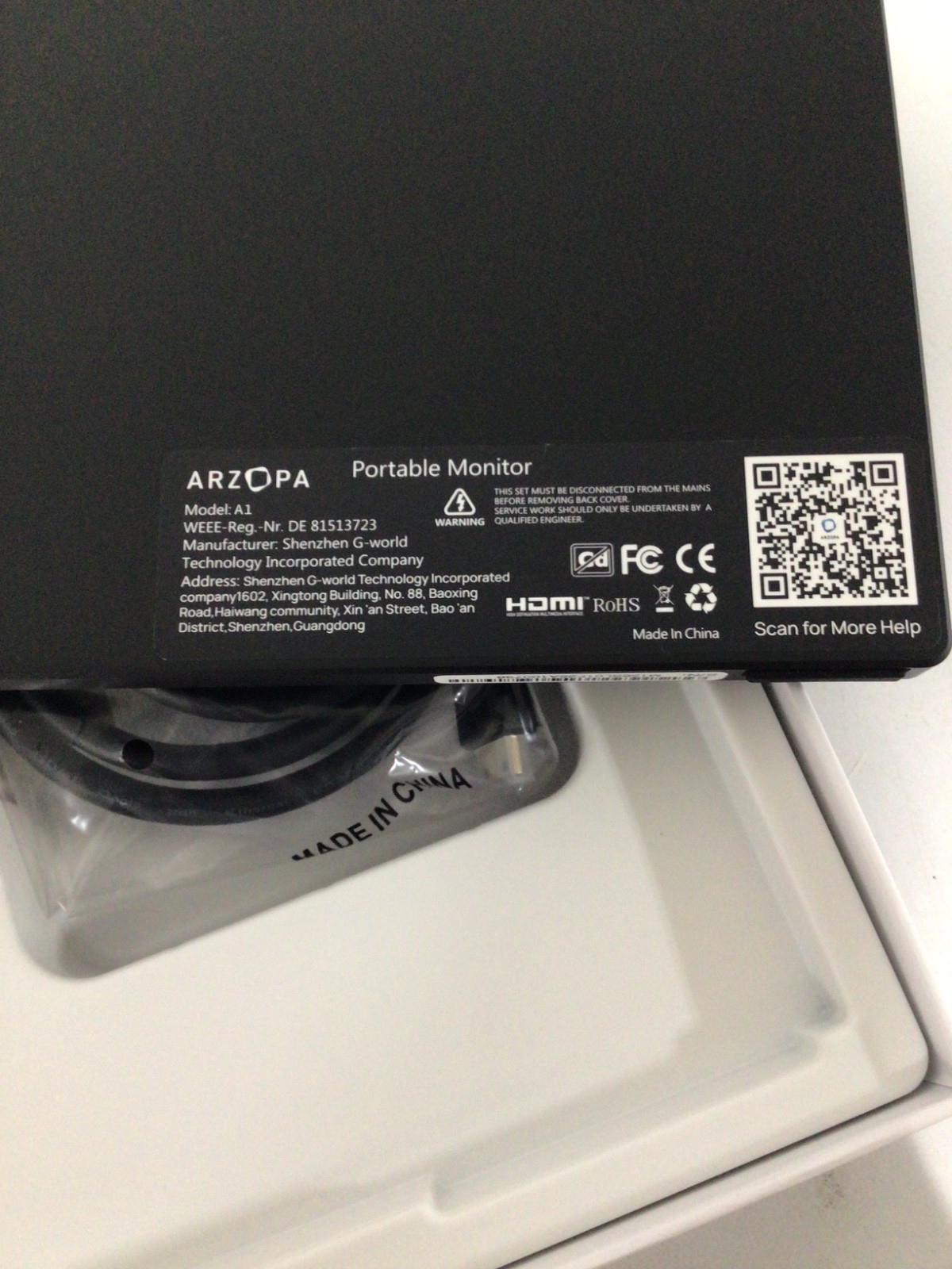 Arzopa A1 15.6″ monitor
