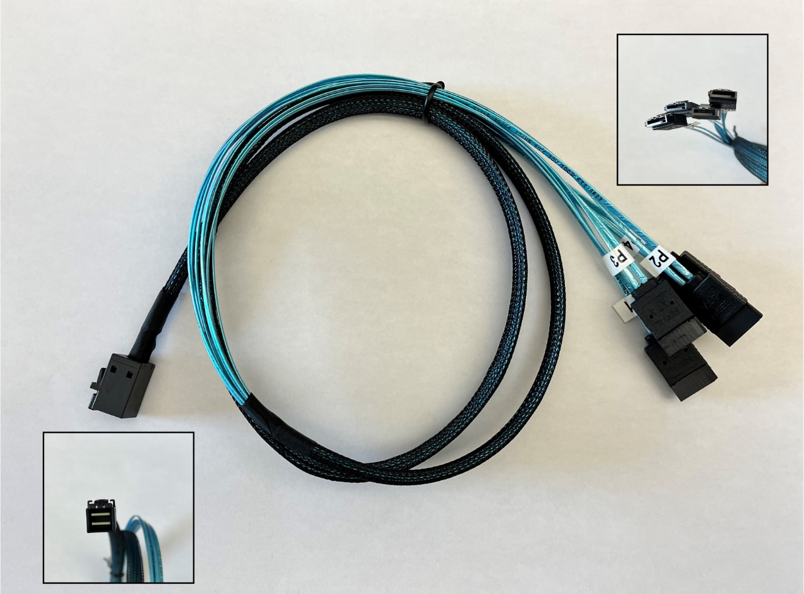 Mini SAS SFF-8643 to 4 SATA 7-pin cable 3.3 ft.