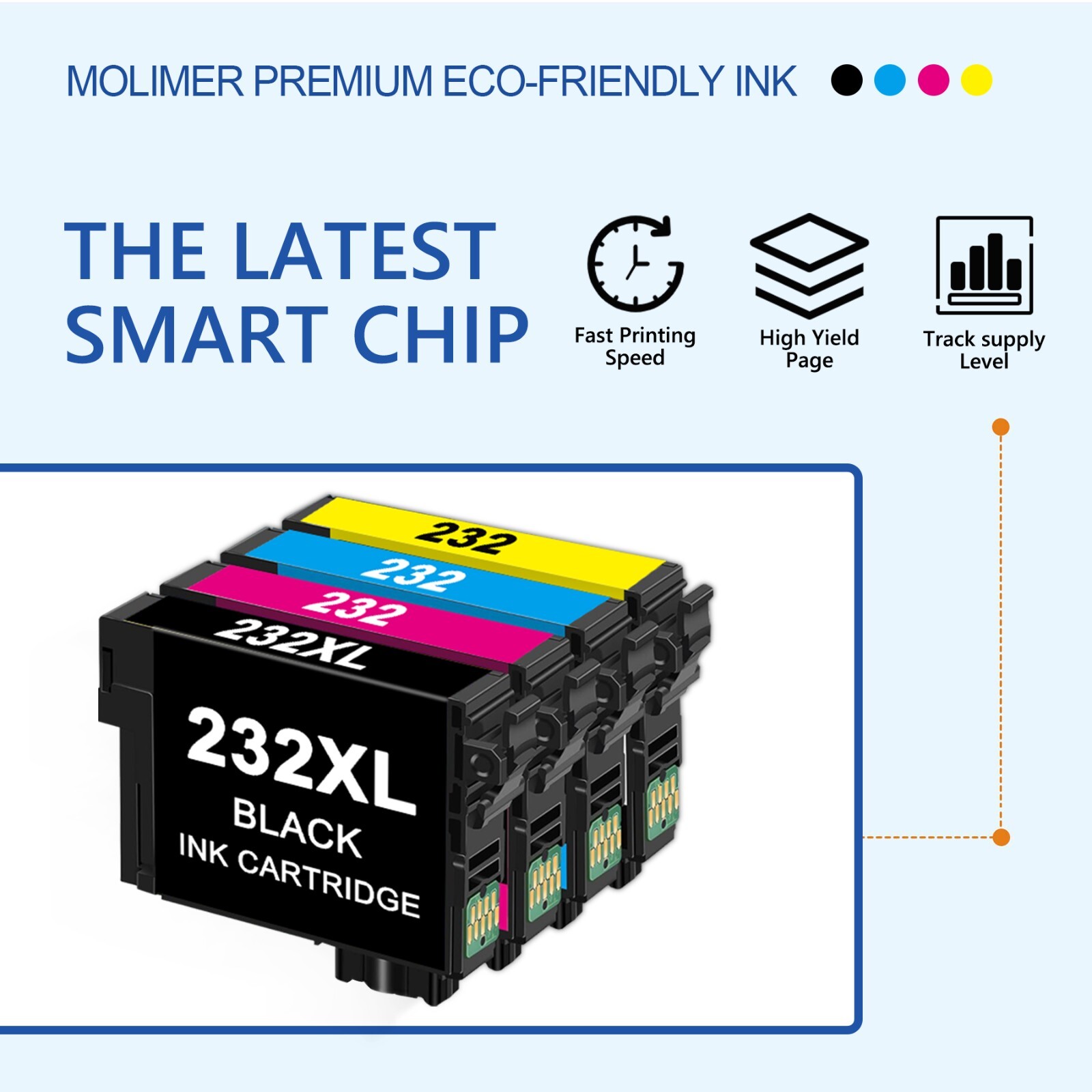 4PK 232XL 232 Ink Cartridge with for Epson 232XL XP-4205 XP-4200 WF-2950 WF-2930