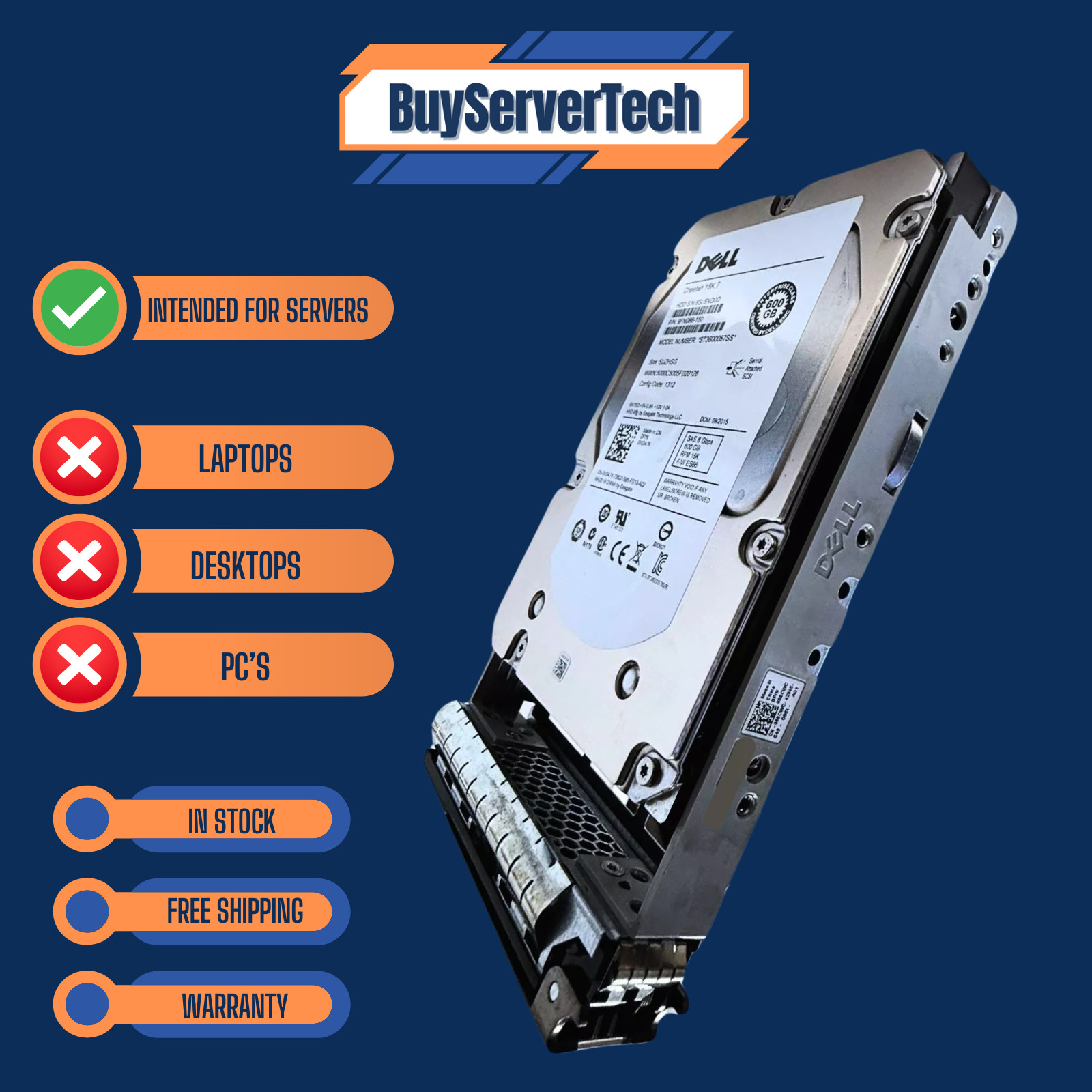 Dell W347K ST3600057SS 600GB 15K RPM 6Gb/s 3.5″ SAS 0W347K HDD | (NEW 0 HOURS)