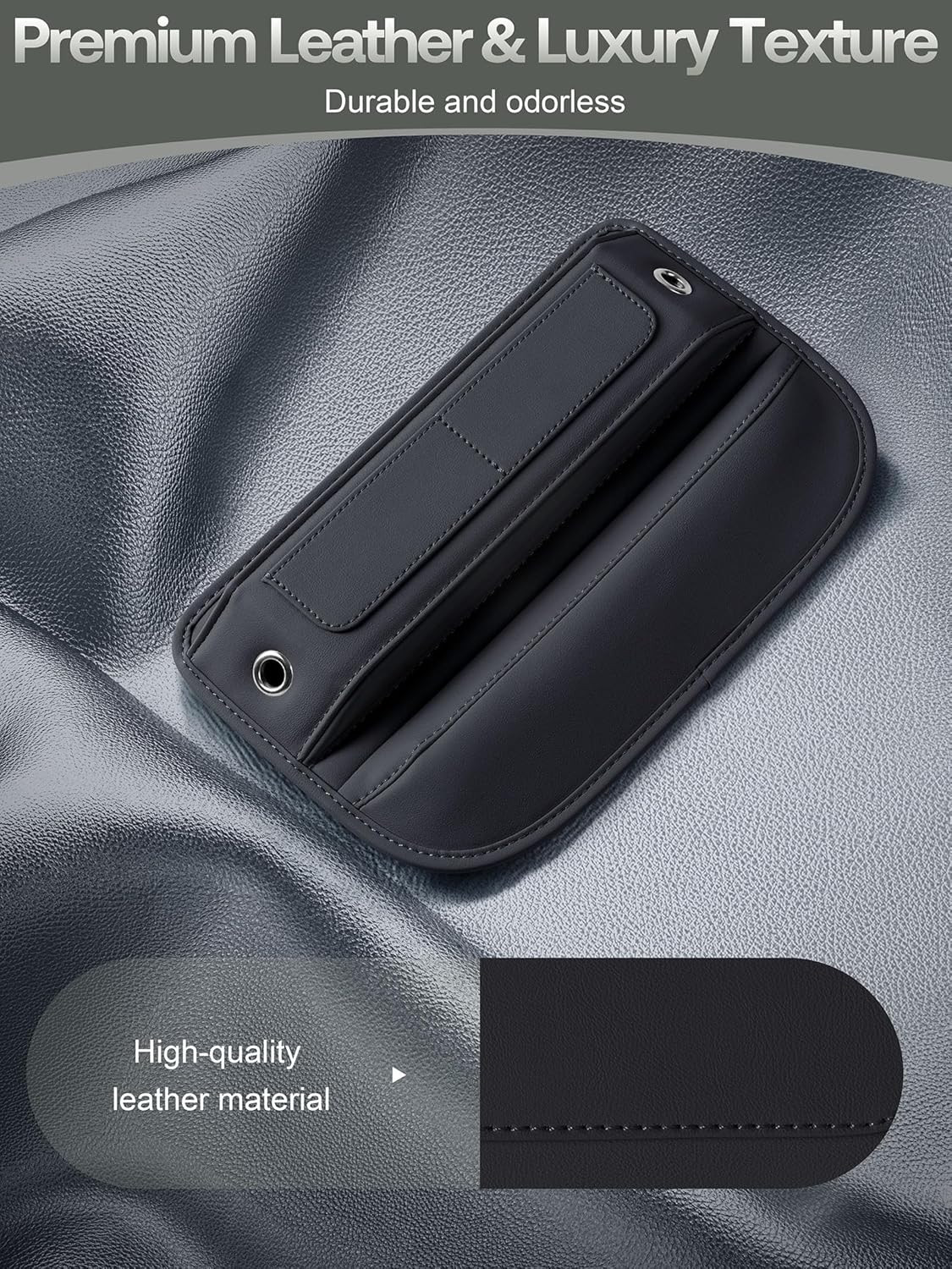 Universal Fit Premium Leather Car Seat Gap Filler Organizer, Center Console Orga