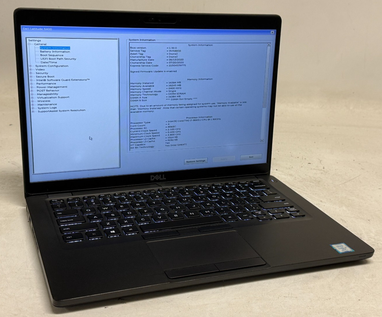 Dell Latitude 5400 14″ (i7-8665u 1.90GHz – 16GB RAM – 256GB SSD – Win11Home)
