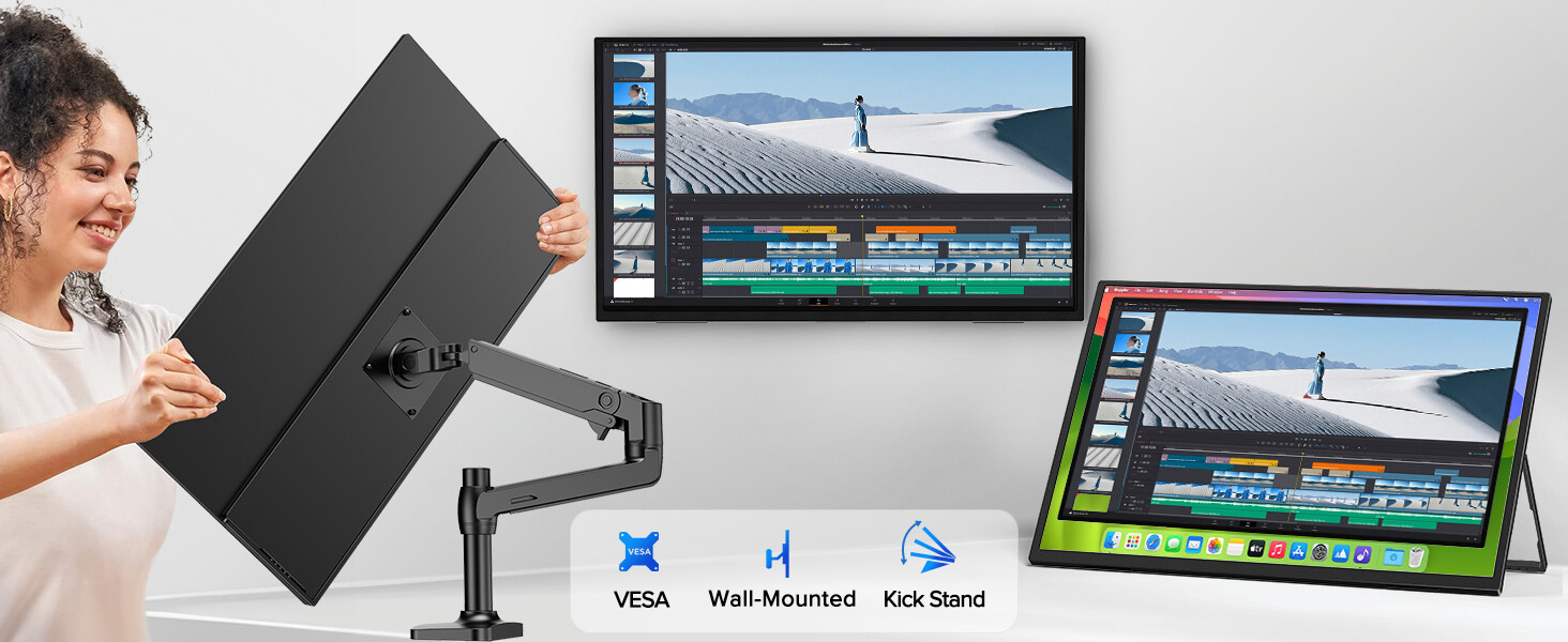 UPERFECT 24.5″ 2K 165Hz Portable Monitor w/Adjustable Stand QHD FreeSync Screen